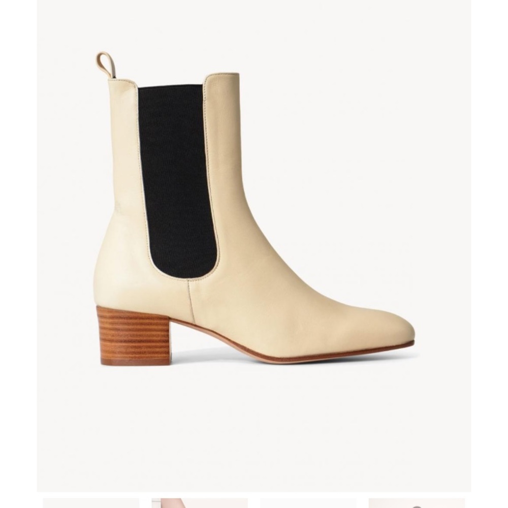STAUD Cream and Black Ankle Boots
